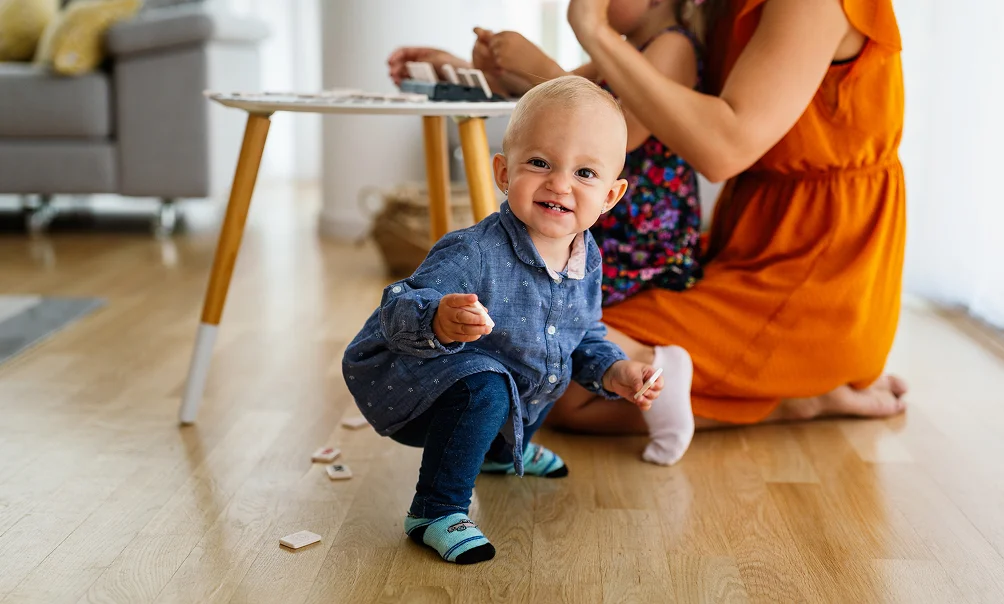 happy child kids group have fun and play at kinder